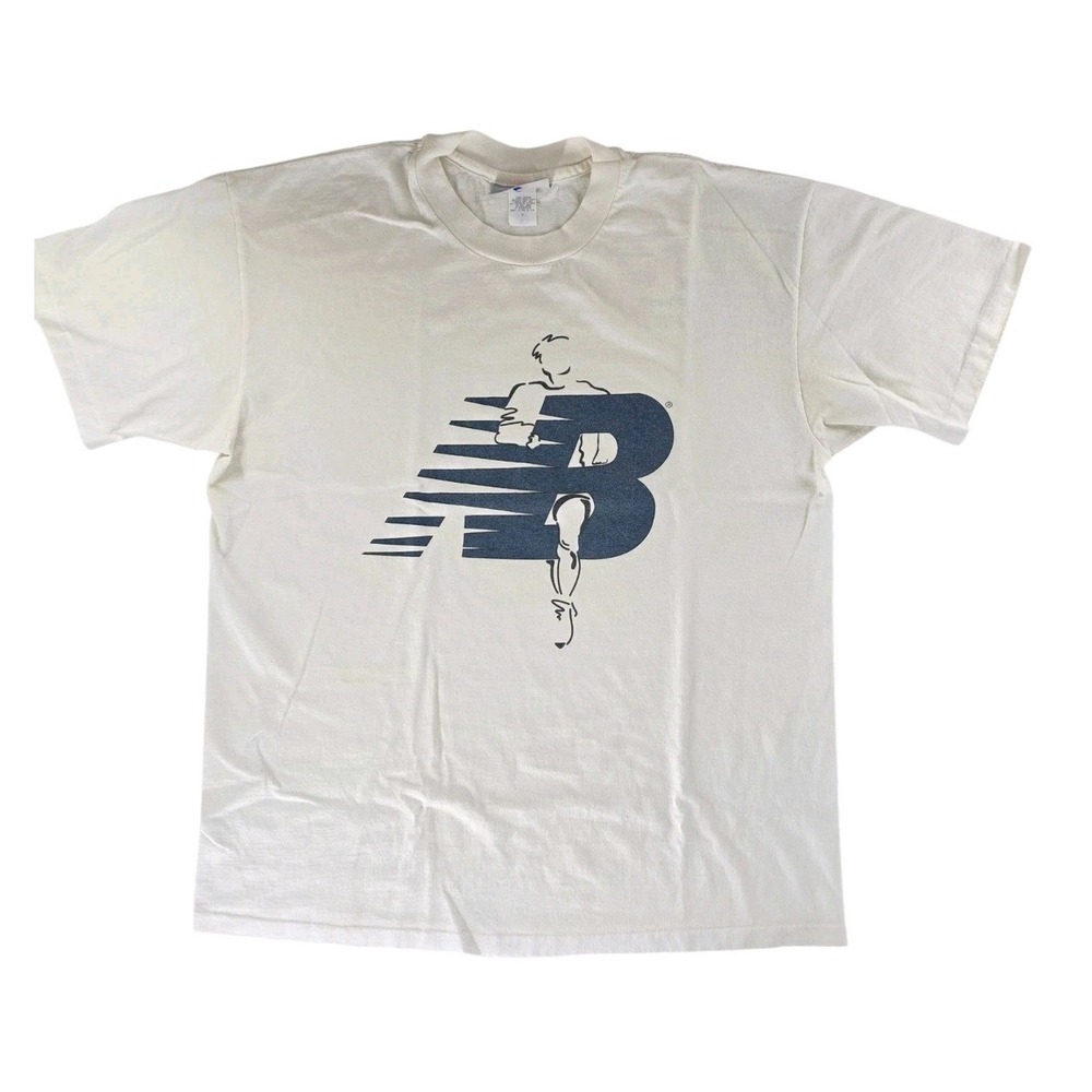 Vtg 90s New Balance T Shirt Mens XL White Single Stitch Made in USA 90s Runner